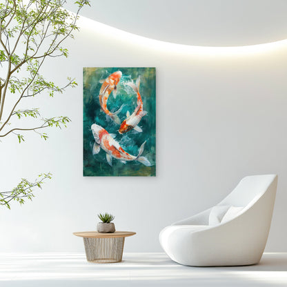 Essence of Traditional Japanese Koi Fish Art 60x90cm Metal Print Ready to Hang