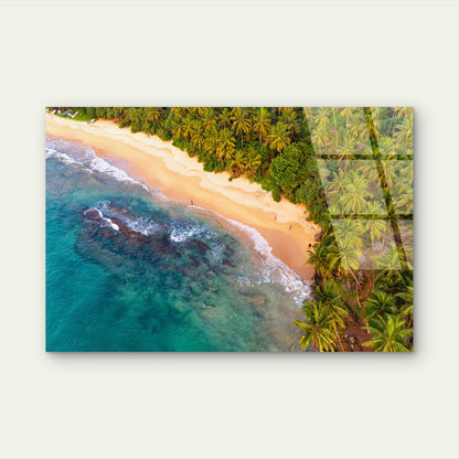 Turquoise Sea Coastline Shoreline Sandy Acrylic Glass Printing Wall Art Australian Made Quality