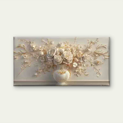 Elegant White Flowers Wall Art Canvas Office Home Room Framed 120x60cm