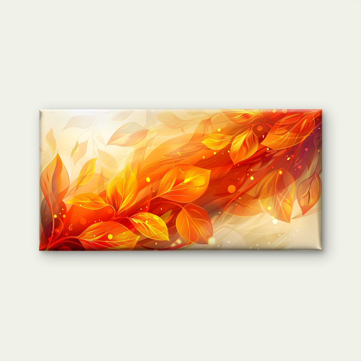 Vibrant Autumn Fire Leaves Wall Art Canvas Office Home Room Framed 120x60cm