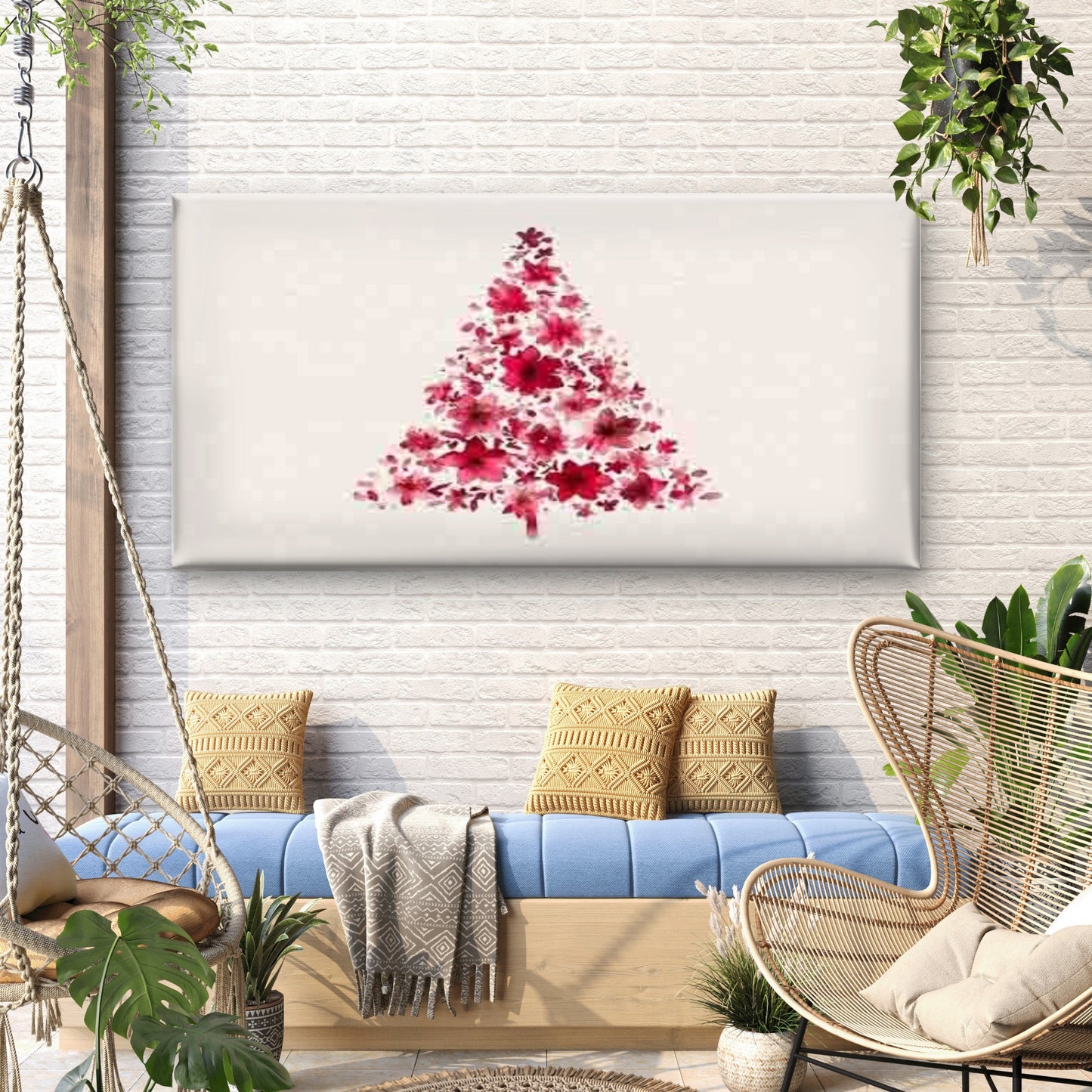 Abstract Floral Christmas Tree Wall Art Canvas Office Home Room Framed 120x60cm