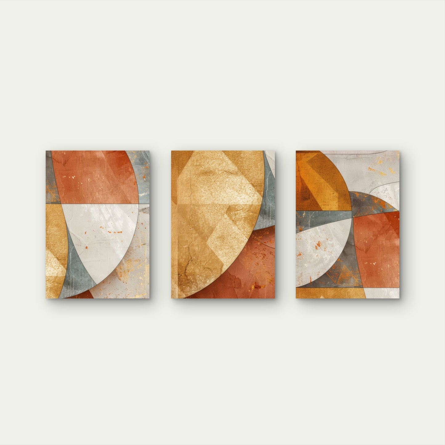 3pcs Modern Geometric Mid Century Terrac Wall Art Set Canvas Framed 40x60cm - High Quality Print 100% Australian Made Wall Canvas Ready to Hang