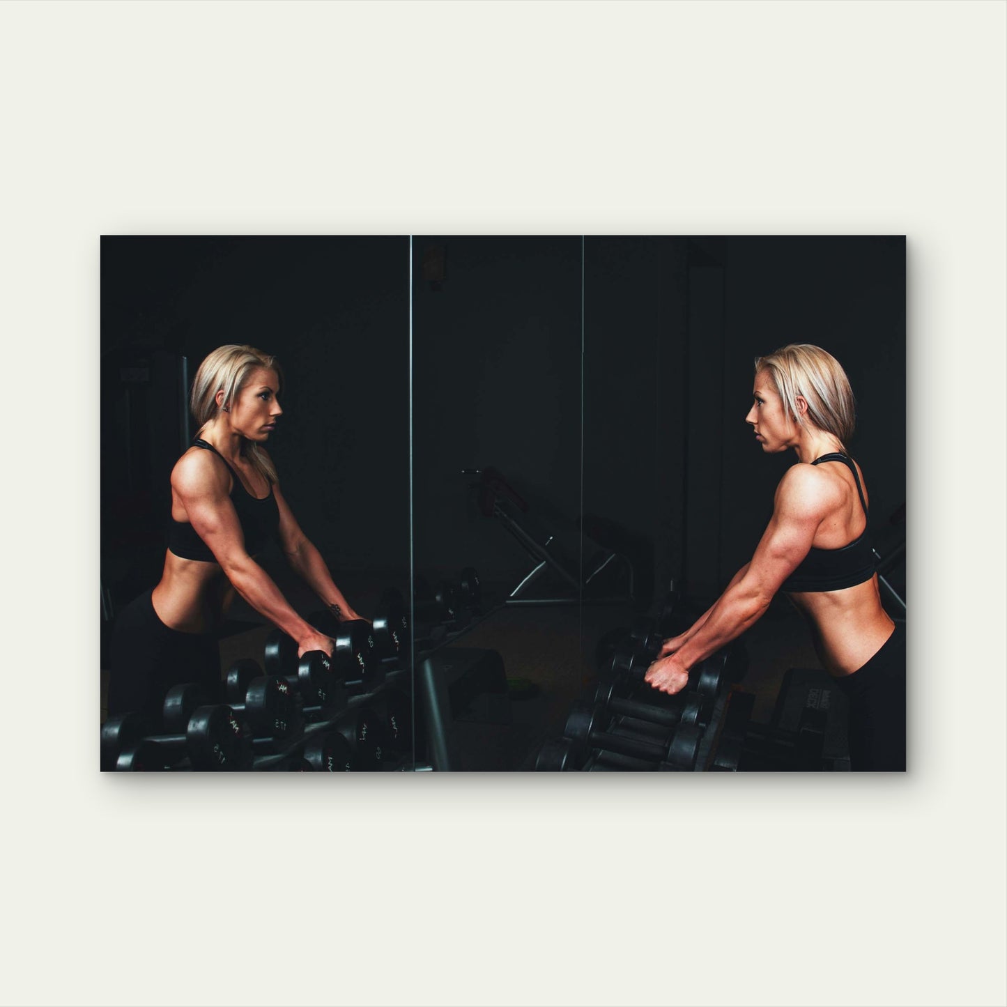 Bodybuilding Mirror Reflection 5mm thick Plastic Poster Ready to Hang 90x60cm