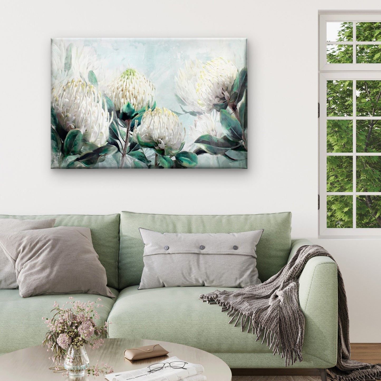 Neutral Color Protea Flowers Painting Wall Art Decor 100% Australian Made - Bella Home Decor