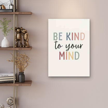Be Kind to Your Mind Mental Health Metal Print Ready to Hang - Bella Home Decor