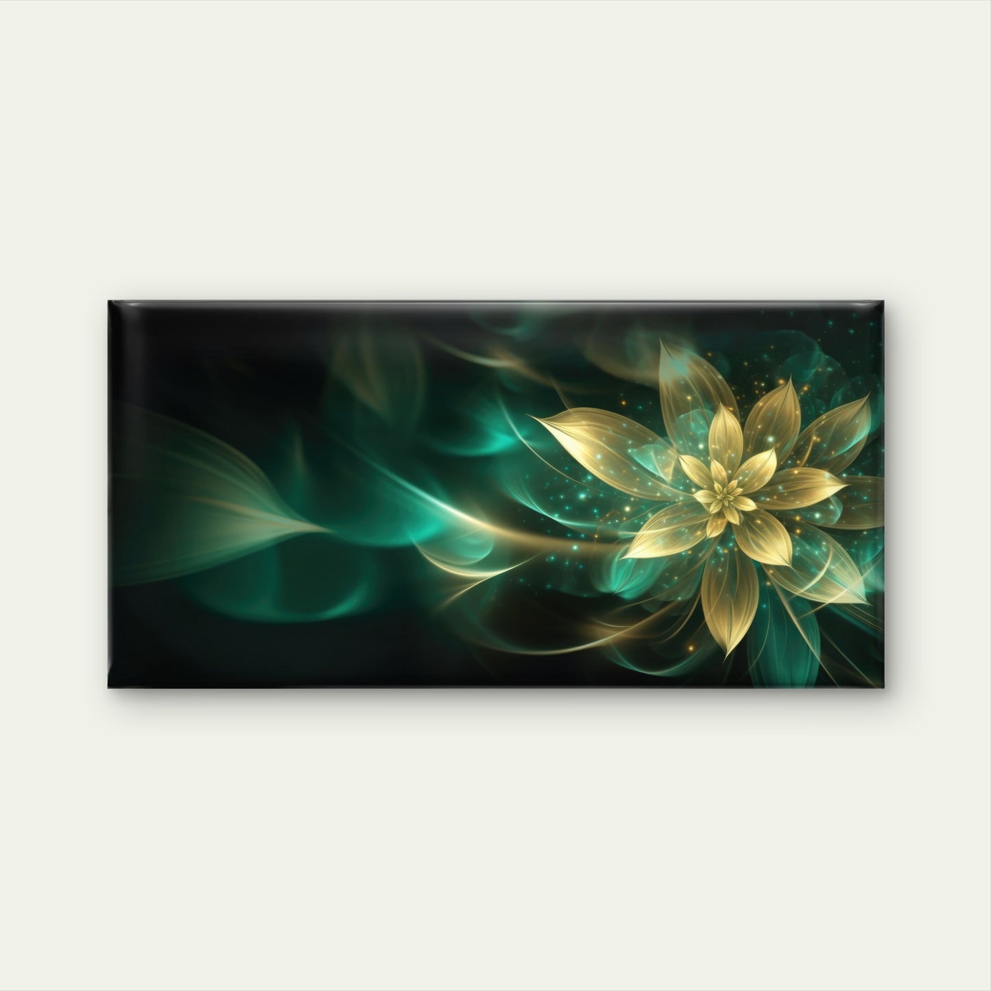 Elegant Golden Flower Dark Glow Wall Art Canvas Office Home Room Framed 120x60cm