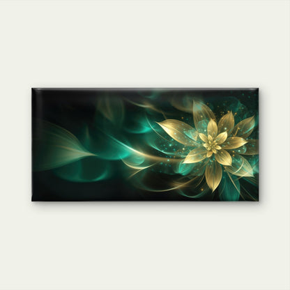 Elegant Golden Flower Dark Glow Wall Art Canvas Office Home Room Framed 120x60cm