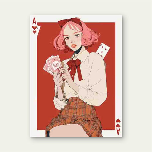 Retro Ace of Hearts Playing Card Design 60x90cm Metal Print Ready to Hang
