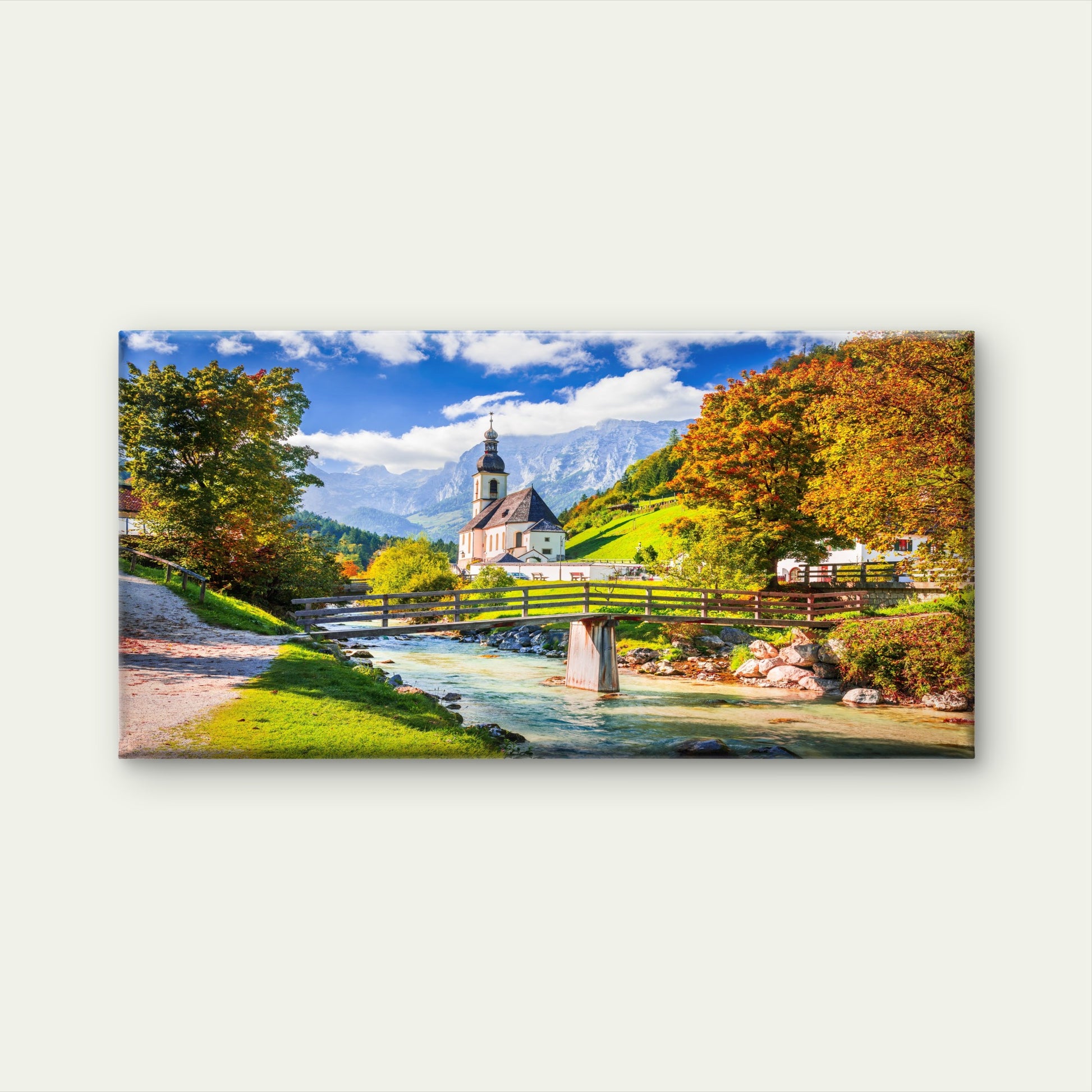 European Catholic Chapel Valley Wall Art Canvas Office Home Framed 120x60cm