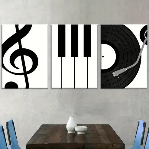 3pcs Modern Fashion Music Piano Instrument Art Wall Art Canvas Unframed - High Quality Print 100% Australian Made Wall Canvas