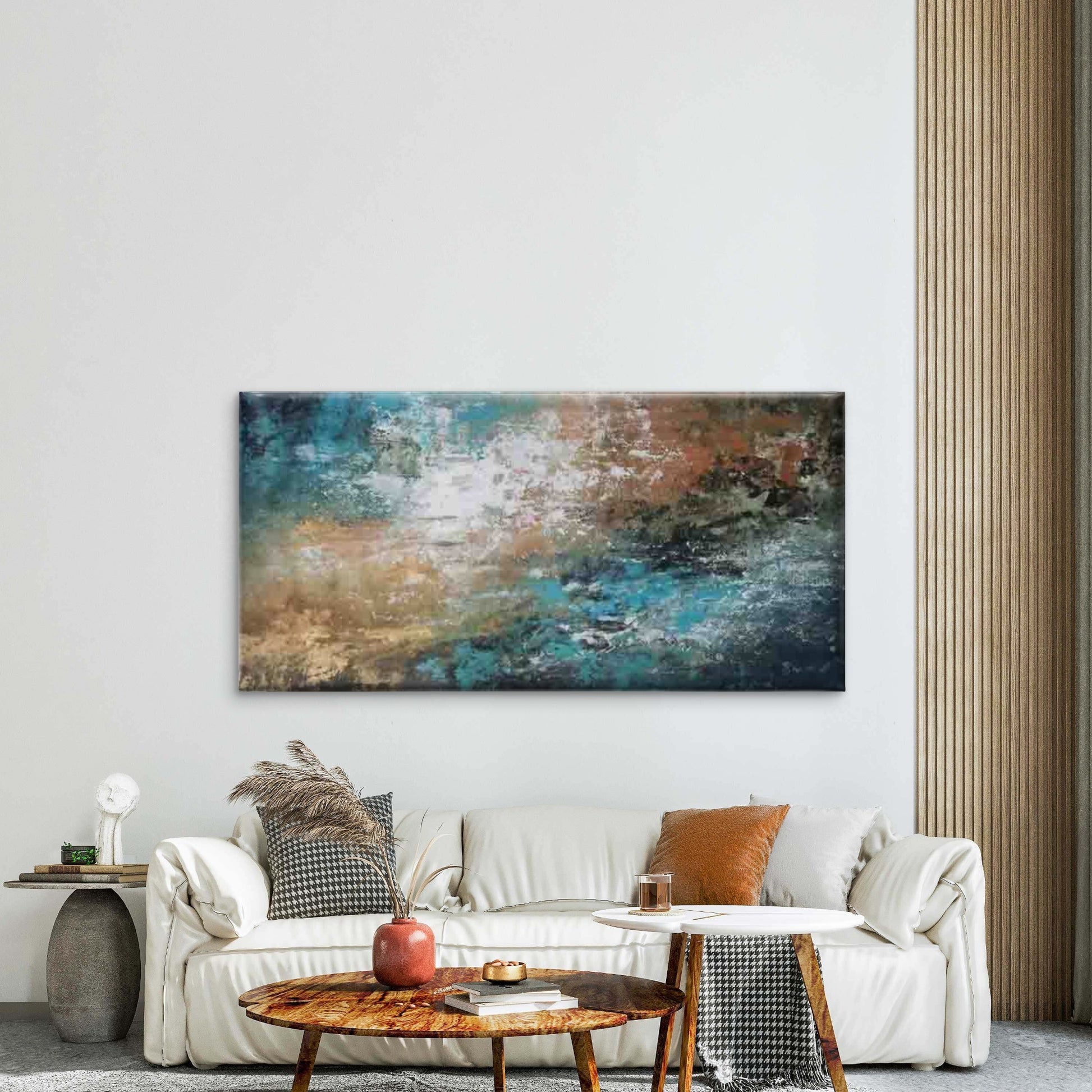 Abstract Painting with Vibrant Wall Art Canvas Office Home Room Framed 120x60cm - Bella Home Decor