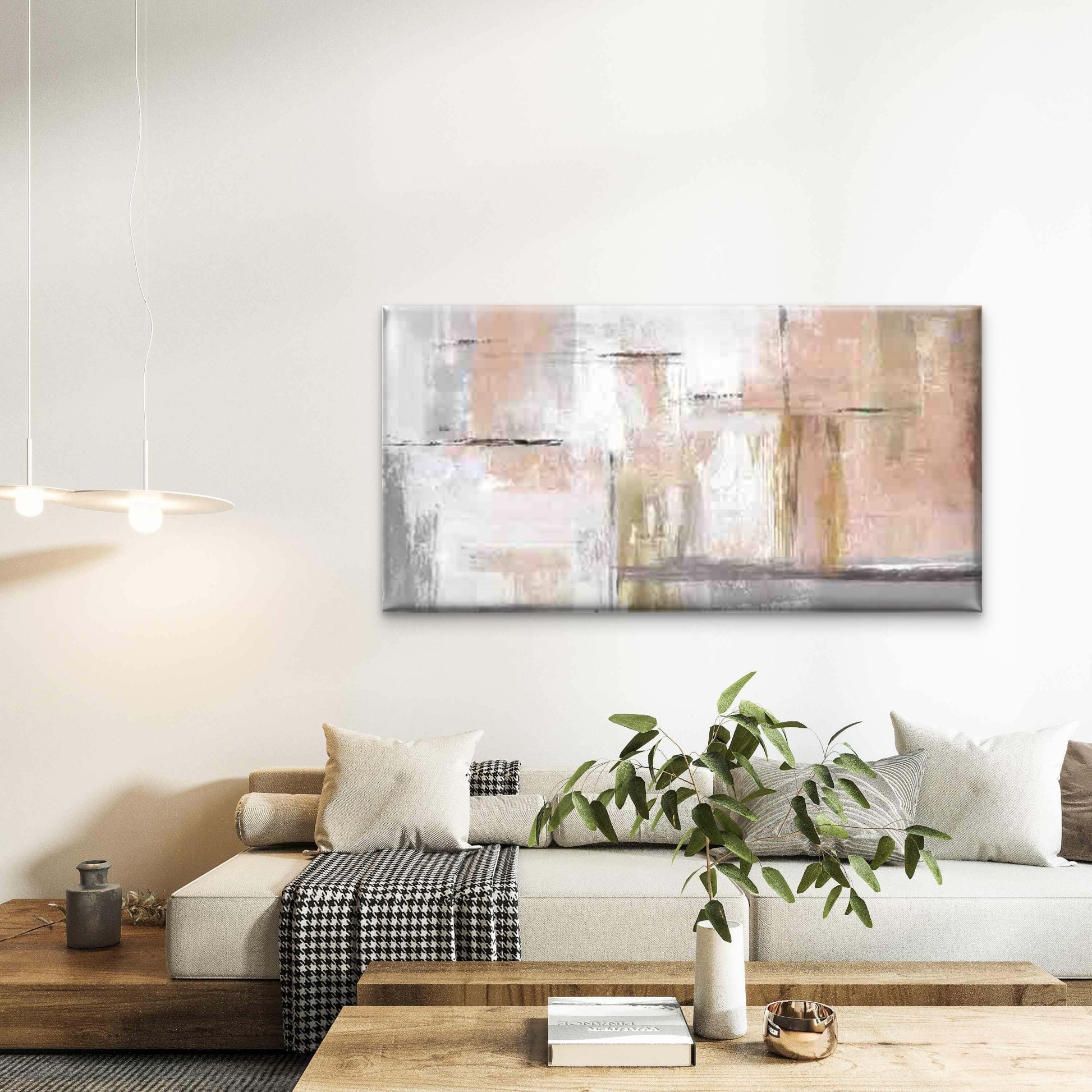 Abstract Artwork Featuring Soft Wall Art Canvas Office Home Room Framed 120x60cm - Bella Home Decor