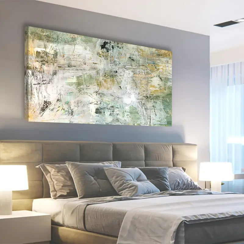 Brown Green Abstract Wall Art canvas office home room framed 120x60cm - Bella Home Decor