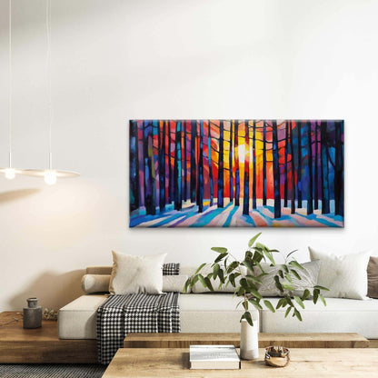 Abstract of a Colorful Forest Wall Art Canvas Office Home Room Framed 120x60cm - Bella Home Decor