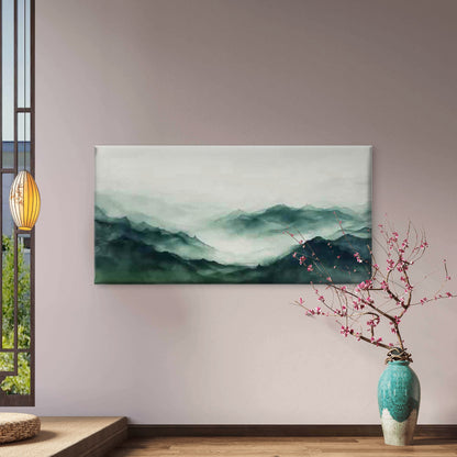 Misty Mountain Landscape Wall Art Canvas Office Home Room Framed 120x60cm - Bella Home Decor