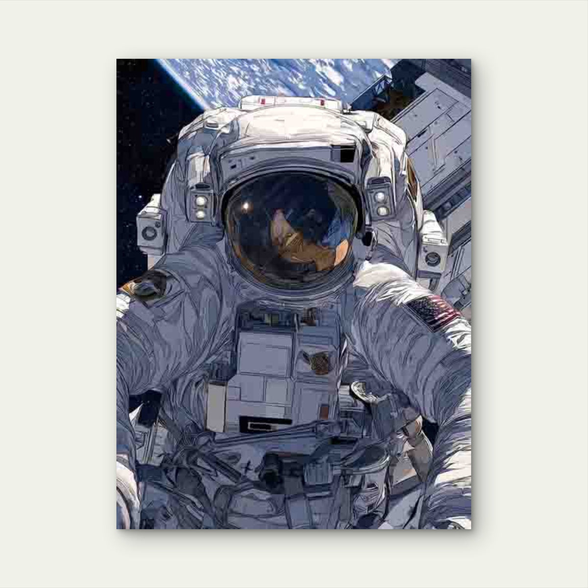 SpaceX Retro Art Sci Fi Art Astronaut Metal 40x60cm Print Ready to Hang