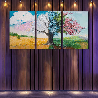 3pcs Colorful Tree Illustration Wall Art Set Canvas Framed 40x60cm - High Quality Print 100% Australian Made Wall Canvas Ready to Hang - Bella Home Decor