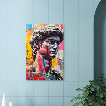 Colorful David Statue 60x90cm Metal Print Ready to Hang - Bella Home Decor