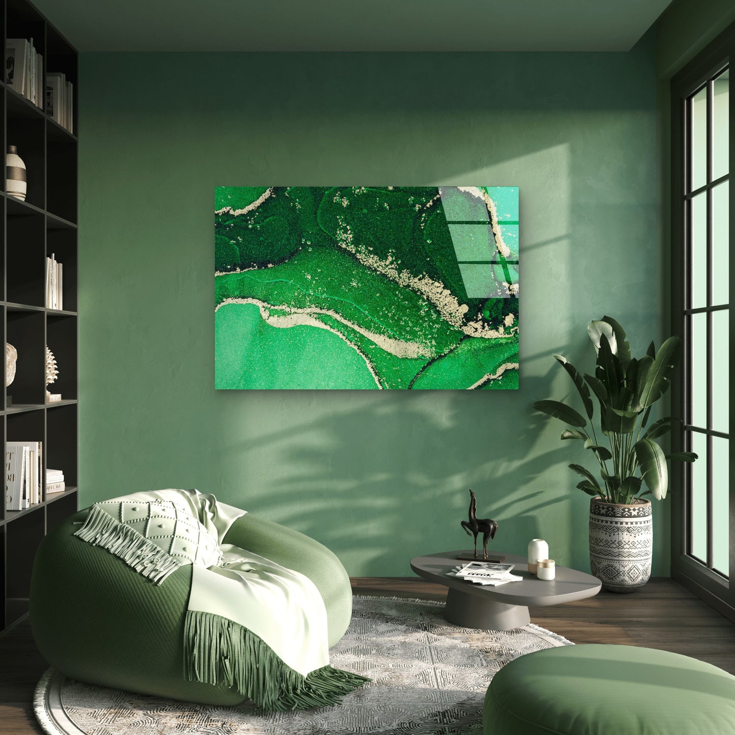 Emerald Green Gold Marble Acrylic Glass Printing Wall Art Australian Made Quality