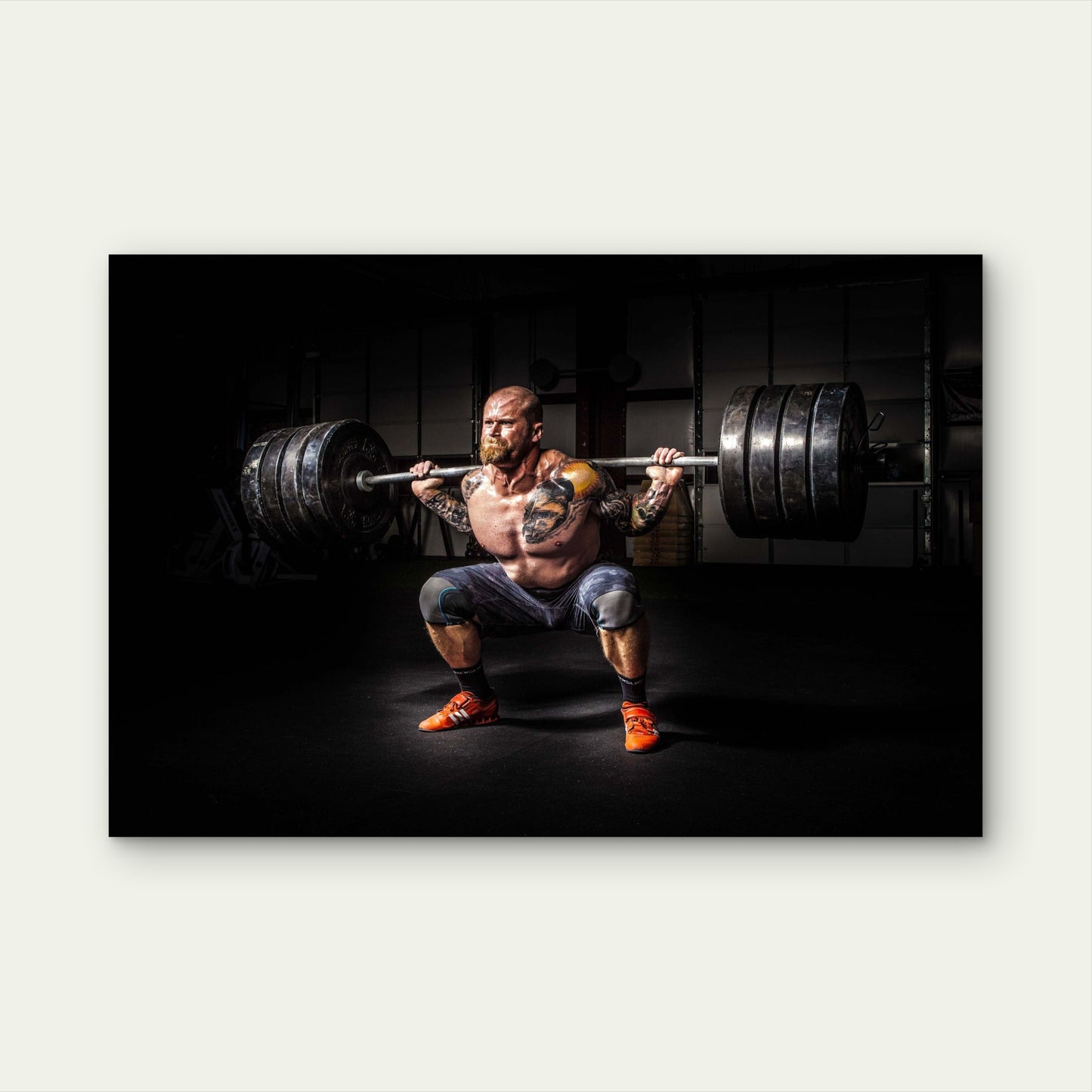 Hardcore Powerlifter Heavy Barbell Back Squat Gym Workout 5mm thick Plastic Poster Ready to Hang 90x60cm