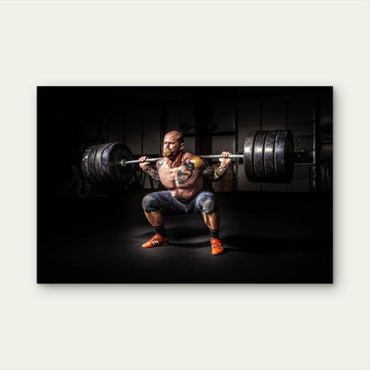 Hardcore Powerlifter Heavy Barbell Back Squat Gym Workout 5mm thick Plastic Poster Ready to Hang 90x60cm