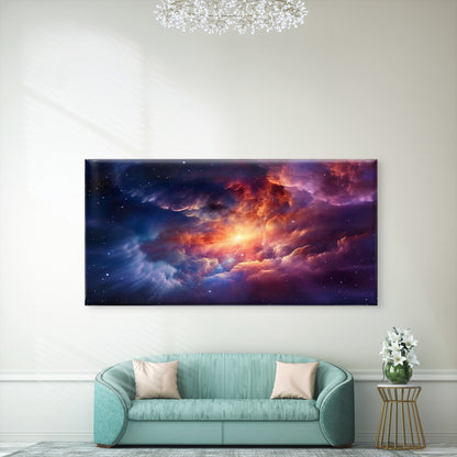 Cosmic Stellar Cloud Formation Wall Art Canvas Office Home Room Framed 120x60cm