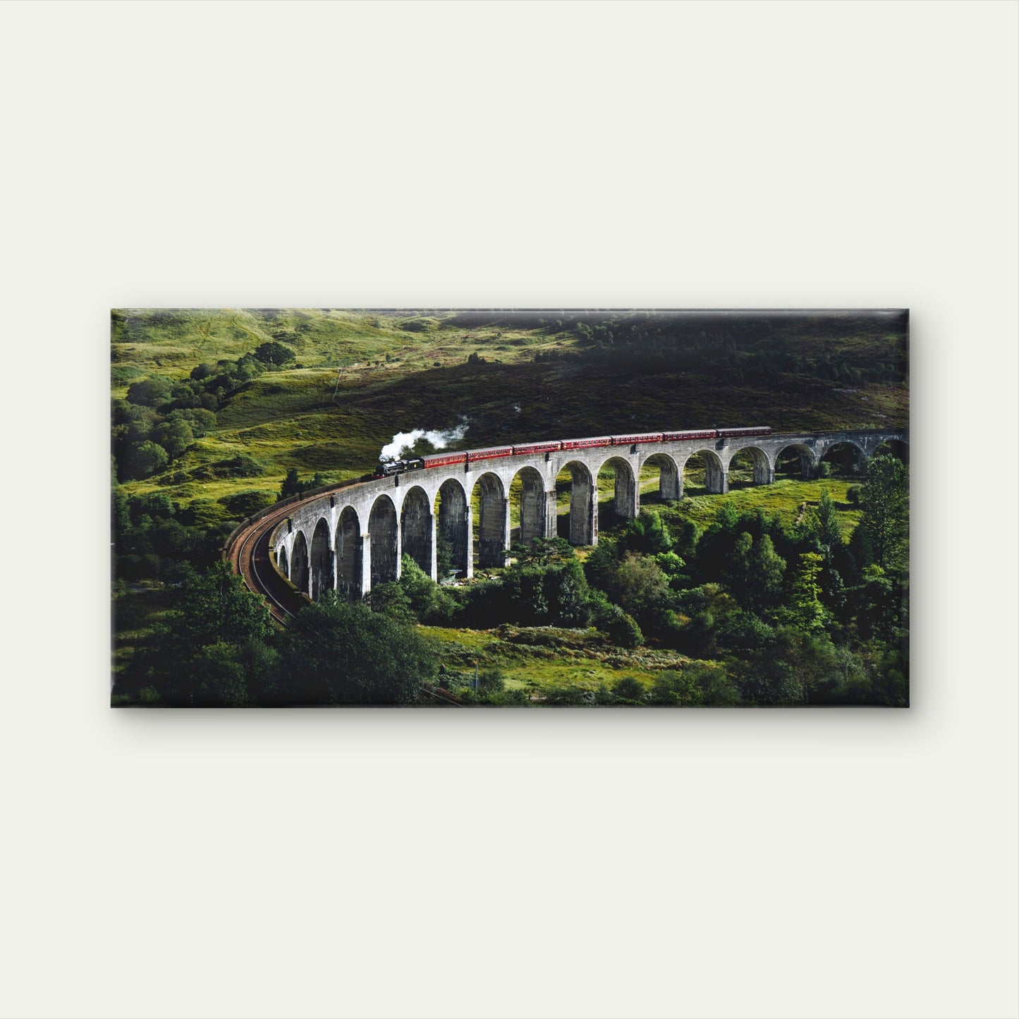 Glenfinnan Viaduct Steam Train Wall Art Canvas Office Home Room Framed 120x60cm