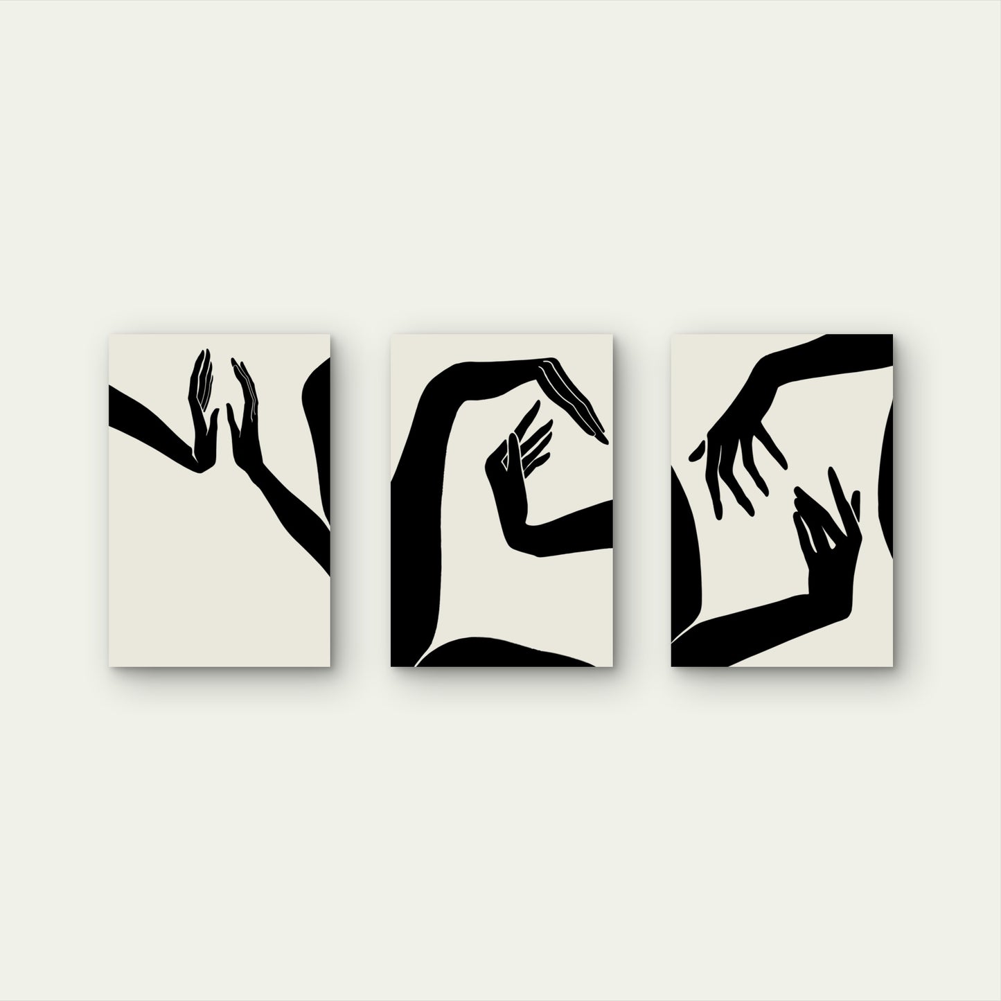 3pcs Minimalist Line Hands Abstract  Wall Art Set Canvas Framed 50x70cm - High Quality Print 100% Australian Made Wall Canvas Ready to Hang