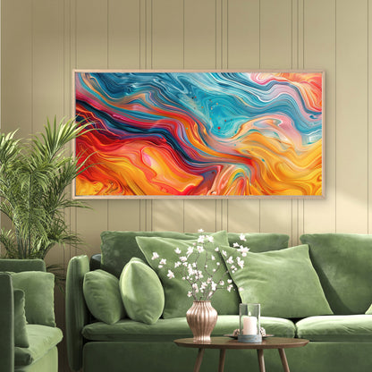 Vibrant Fluid Abstract Motion Wall Art Canvas Office Home Room Framed 120x60cm