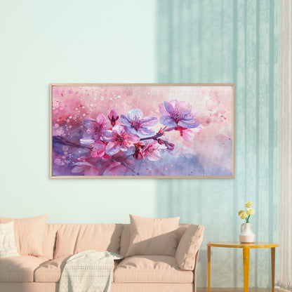 Pink Blossom Watercolor Art Wall Art Canvas Office Home Room Framed 120x60cm