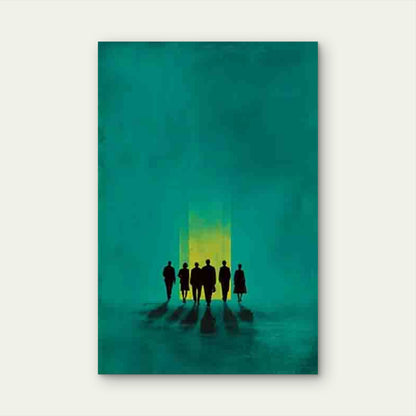 Turquoise Green & Golden Pathway Silhouette60x90cm Metal Print Ready to Hang - Bella Home Decor