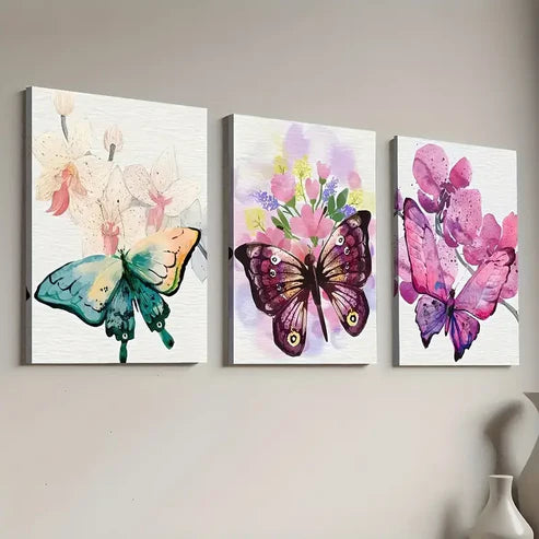 3pcs Modern Fashion Butterfly Animal Abstract Art Landscape Wall Art Canvas Unframed - High Quality Print 100% Australian Made Wall Canvas