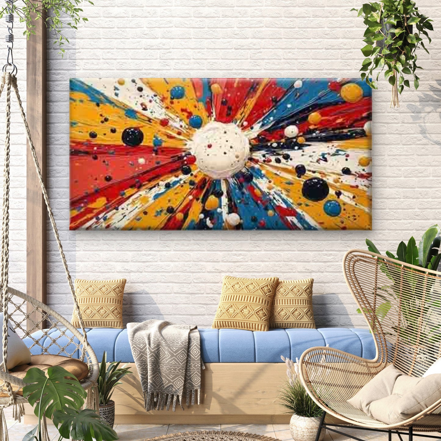 Vibrant Explosive Abstract Wall Art Canvas Office Home Room Framed 120x60cm