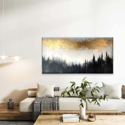 Golden with a Black And White Wall Art Canvas Office Home Room Framed 120x60cm - Bella Home Decor