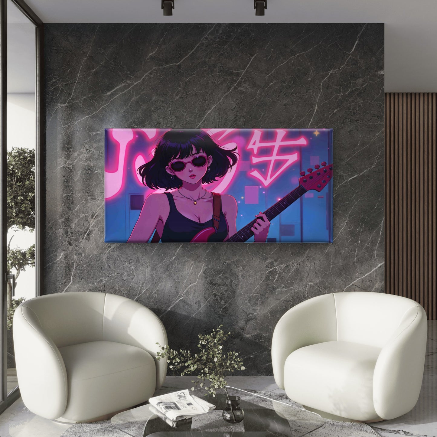 Electric Echoes Wall Art Canvas Office Home Room Framed 120x60cm - Bella Home Decor