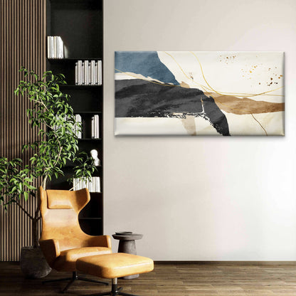 Abstract Dark Charcoal Beige Fluid Wall Art Canvas Office Home Framed 120x60cm