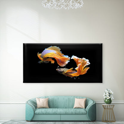 Two Siamese Fighting Fish Wall Art Canvas Office Home Room Framed 120x60cm