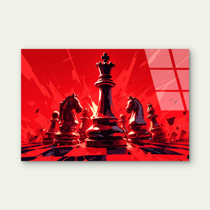 Red Chess Queen Knight Board Acrylic Glass Printing Wall Art Australian Made Quality