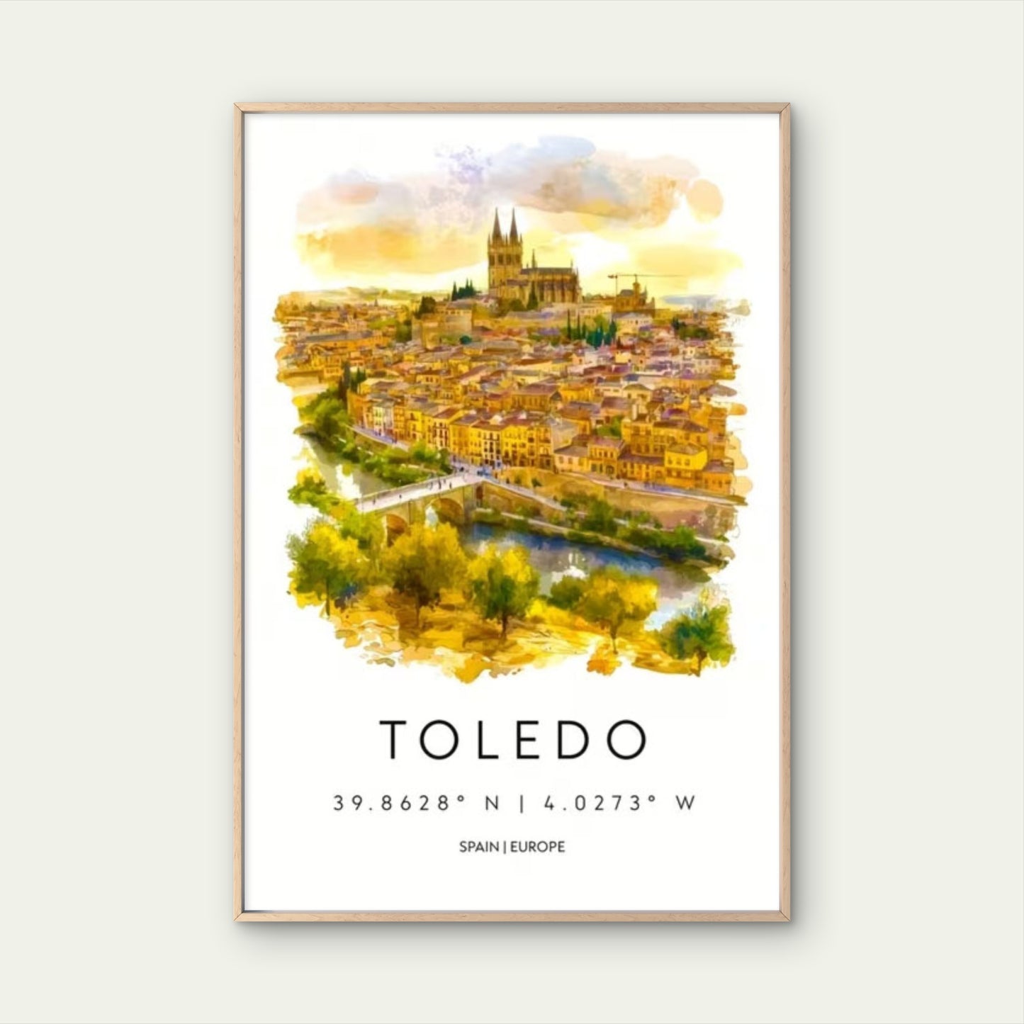 Toledo Spain Europe Cityscape Travel Poster Print Wall Art