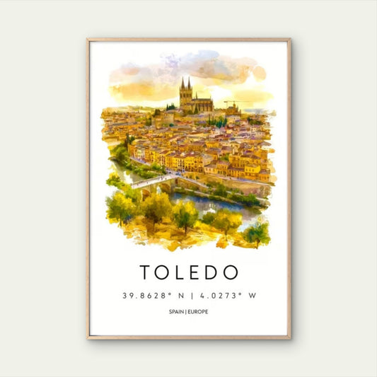 Toledo Spain Europe Cityscape Travel Poster Print Wall Art