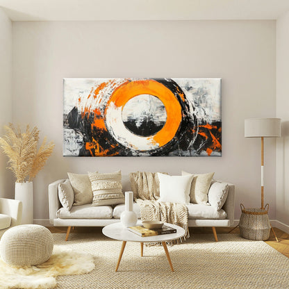 Vibrant Orange & Black Abstract Wall Art Canvas Office Home Room Framed 120x60cm