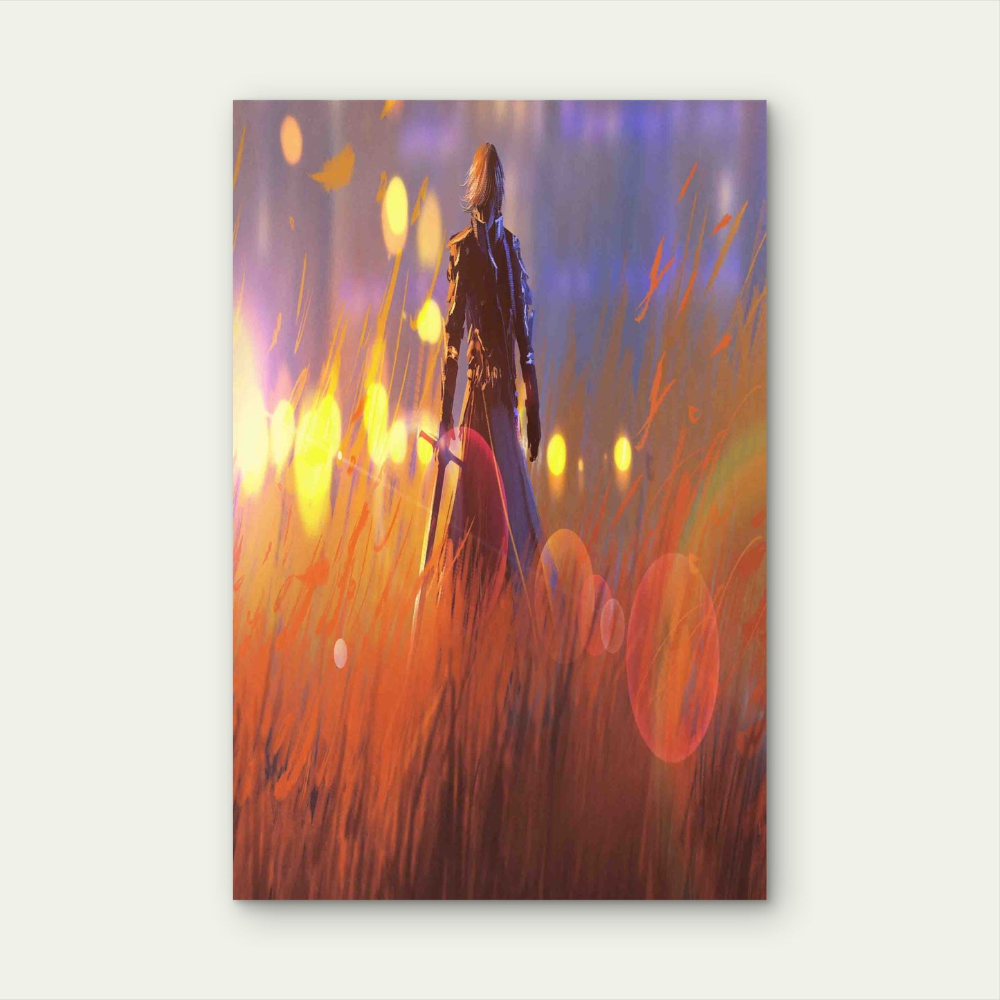 Knight Warrior Standing Sword Field Metal Print Ready to Hang