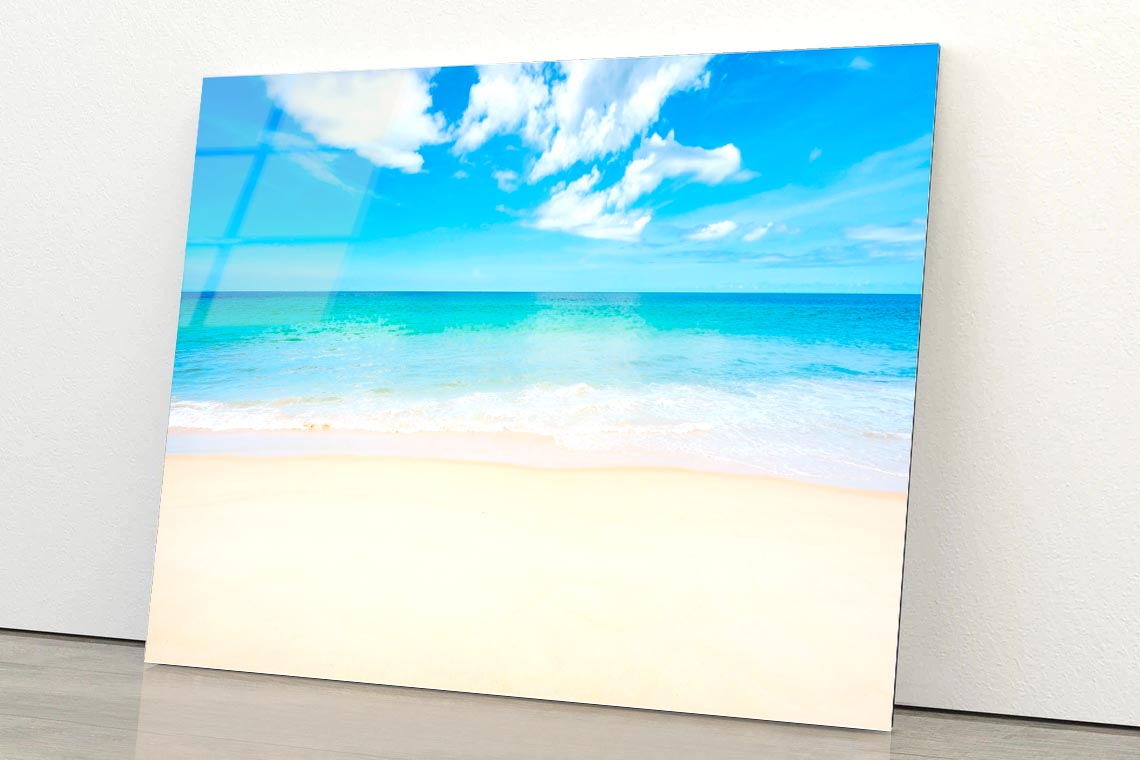 Sandy Beach with Blue Sky in Phuket Island Thailand Acrylic Glass Print Tempered Glass Wall Art 100% Made in Australia Ready to Hang