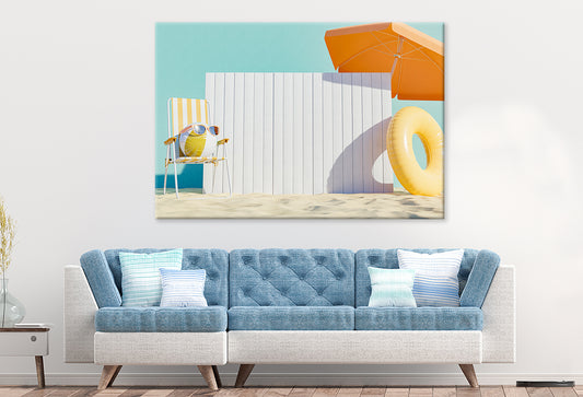 Beach Sand with Chair and Board Wall Art Decor 100% Australian Made