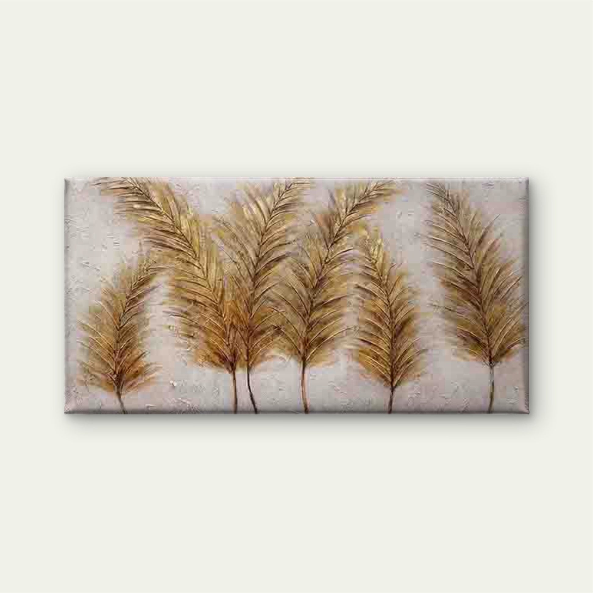 Featuring Golden Palm Fronds Wall Art Canvas Office Home Room Framed 120x60cm - Bella Home Decor
