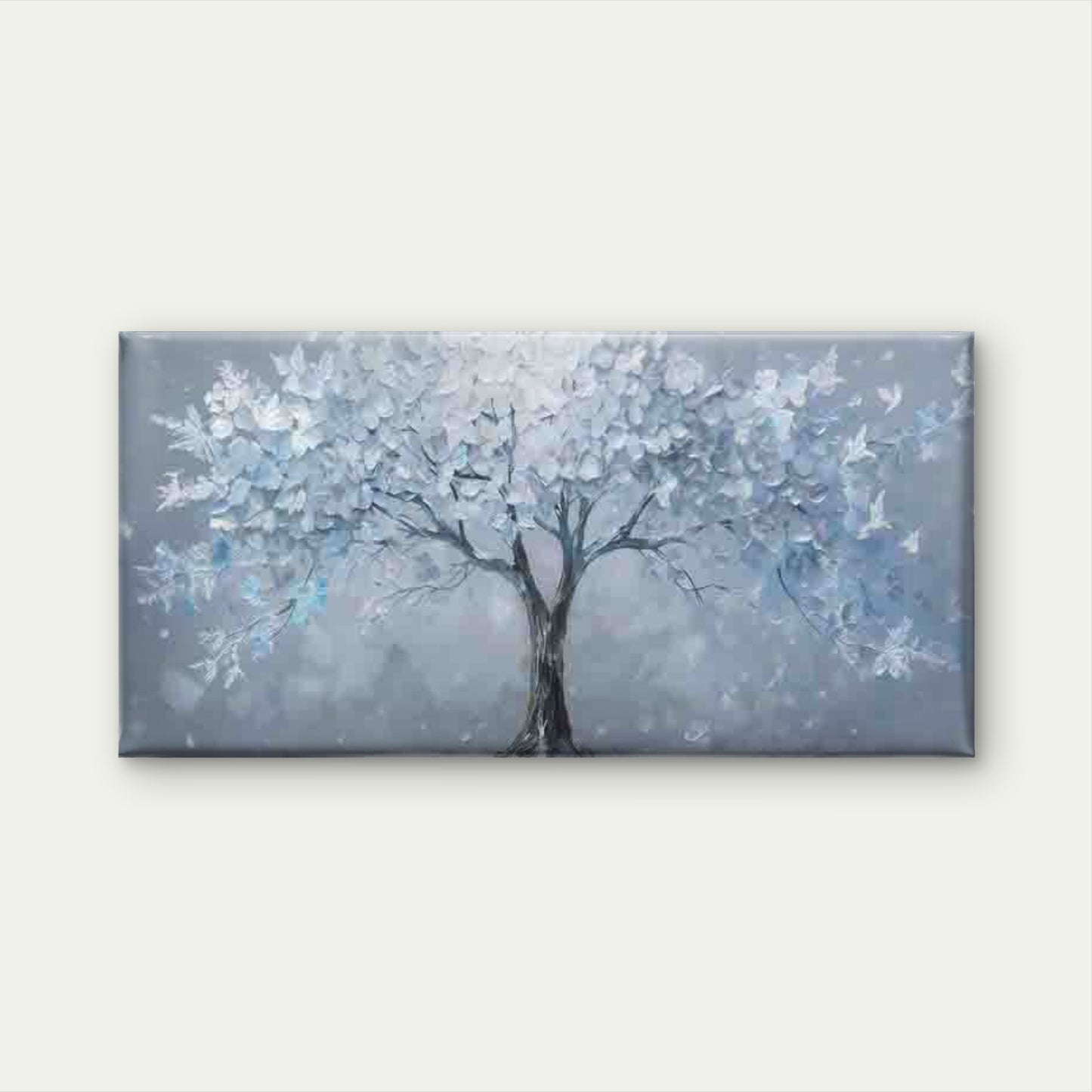 Blue And White Fantasy Tree Wall Art Canvas Office Home Room Framed 120x60cm - Bella Home Decor
