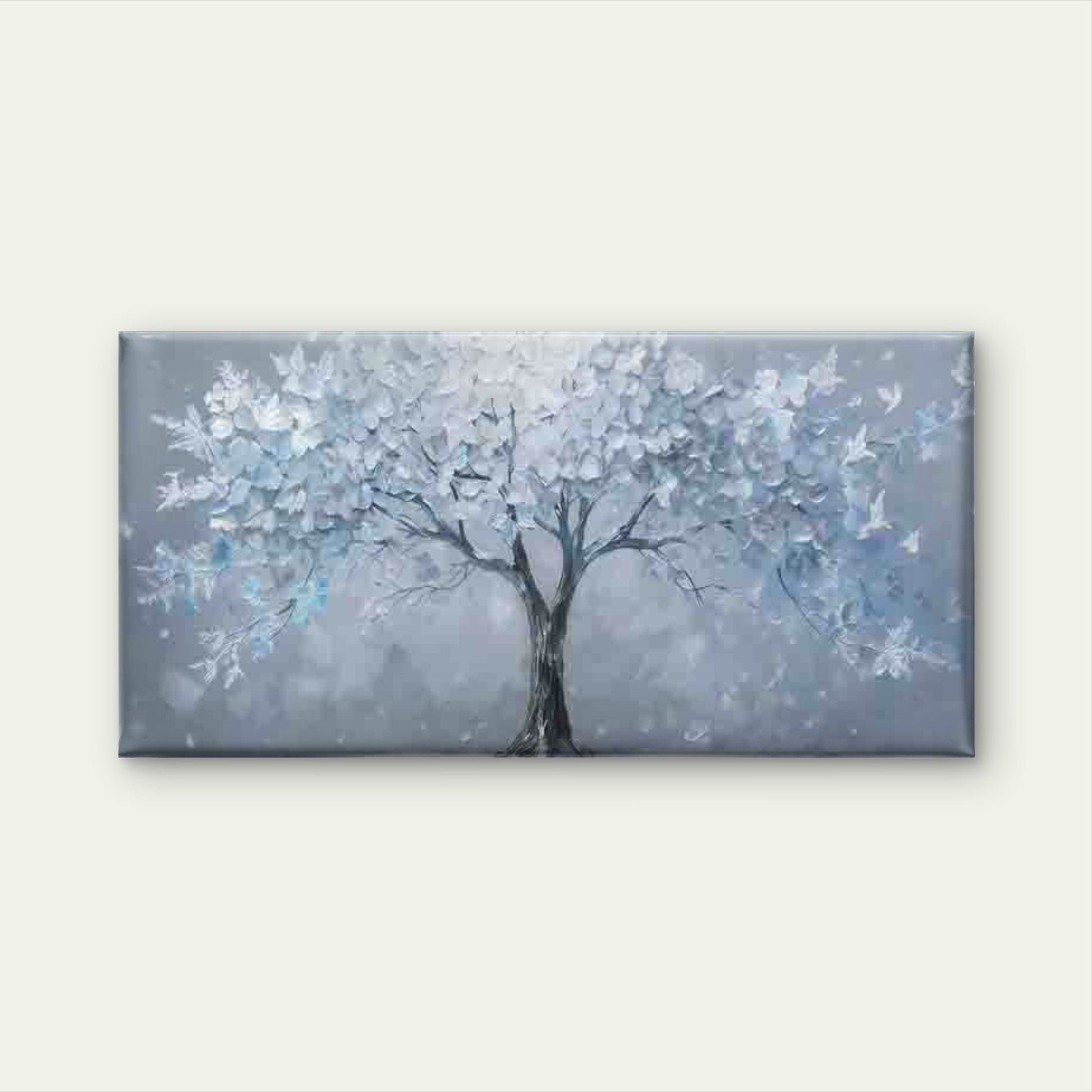 Blue And White Fantasy Tree Wall Art Canvas Office Home Room Framed 120x60cm - Bella Home Decor