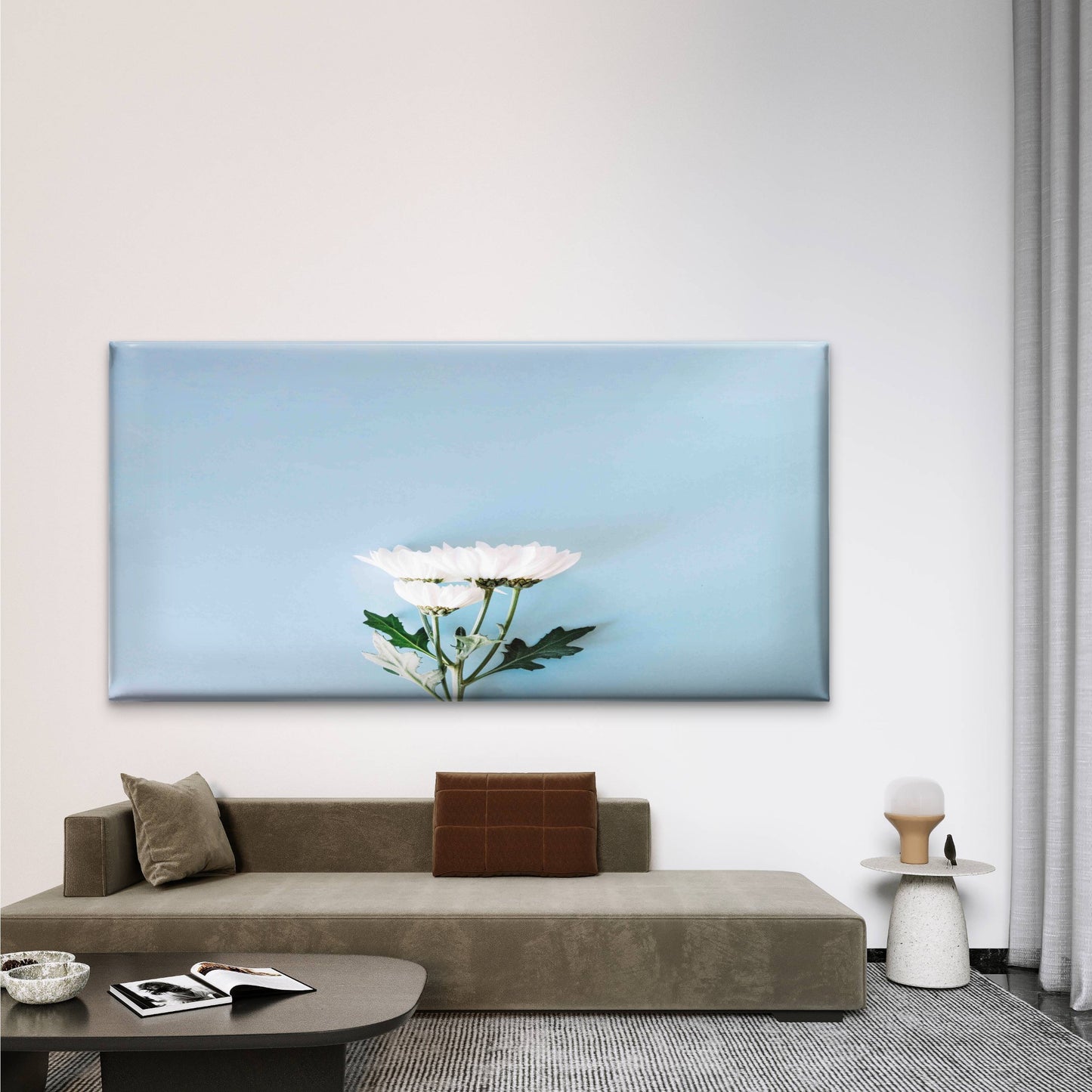 White Daisy Chrysanthemum Wall Art Canvas Office Home Room Framed 120x60cm