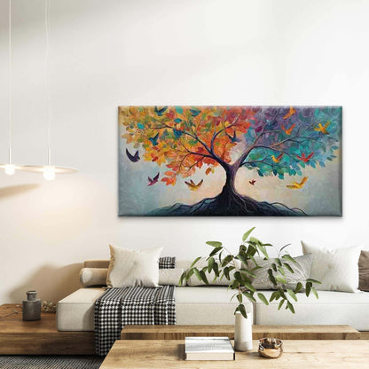 Tree with Flying Birds Wall Art Canvas Office Home Room Framed 120x60cm