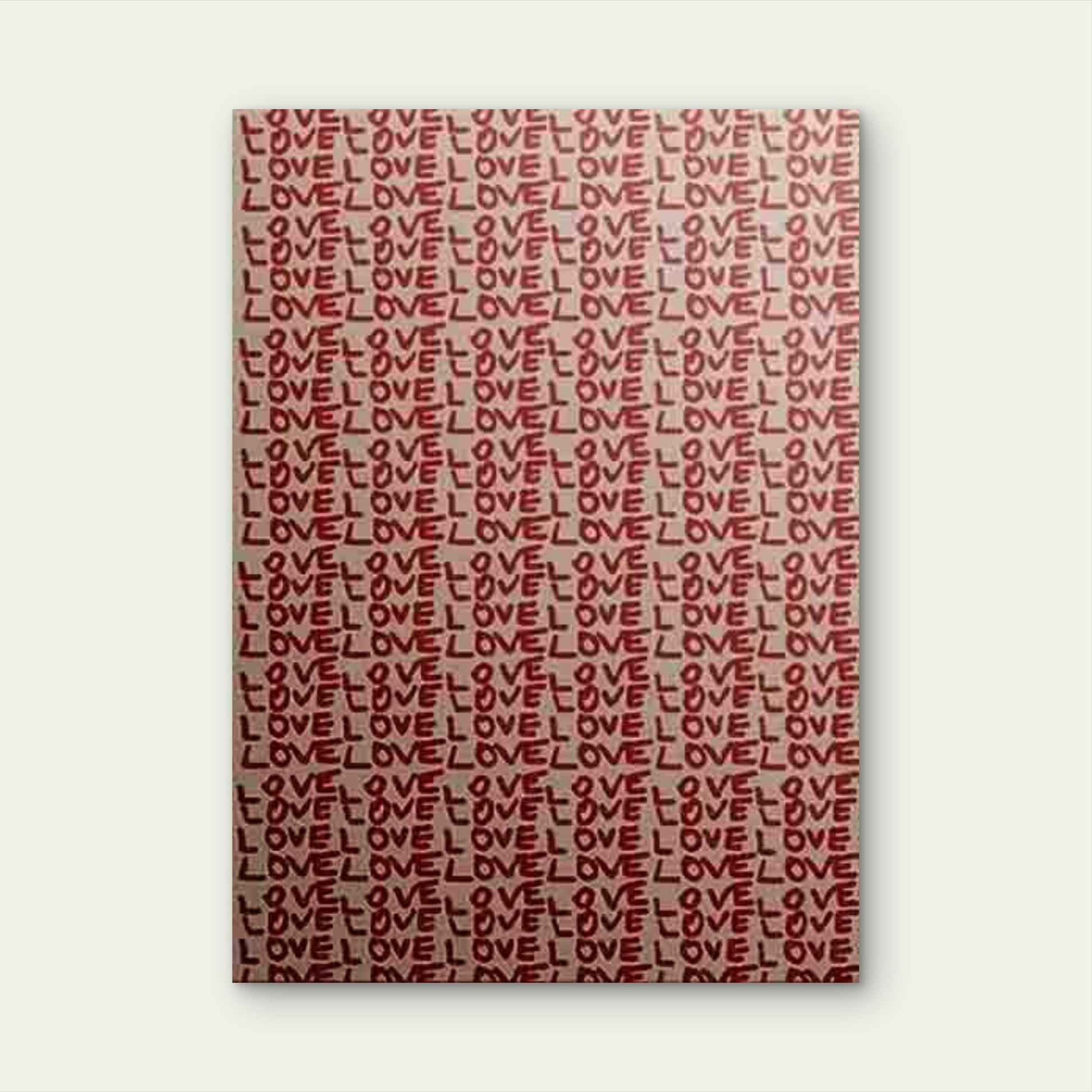 Red LOVE Letters Pattern Artwork Metal Print Ready to Hang - Bella Home Decor